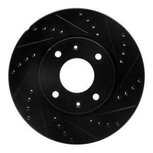 Hyundai Sonata Brake Rotor (1) - Front Right - R1 Concepts - Drilled & Slotted - Black - `02-`06